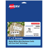 Avery Mini Business Cards, Sure Feed Technology, 1 x 3, Matte White, 160 Small Business Cards Total, Print-to-the-Edge, Laser/In