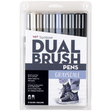 Tombow 56171 Dual Brush Pen Art Markers, Grayscale, 10Pack. Blendable, Brush and Fine Tip Markers