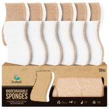 Isshah Natural Kitchen Scrub Sponges for Dishes SShaped 12 Count