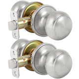 HOSOM Passage Door Knob,2 Pack Satin Nickel Door Knobs Keyless Doorknobs for Interior Doors, Hallway, Closet and More, No Lockin
