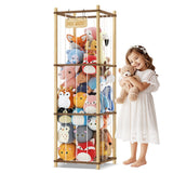 Stuffed Animal Storage, Two-Tone Wood Toy Storage, Space Save Zoo Toy Organizer, Large Capacity Stuffed Animal Holder for Toddle