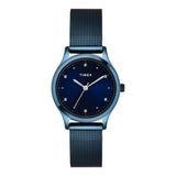 Timex Analog Watch For Women With Blue Round Dial & Blue Stainless Steel Bracelet Band Water Resistant Women'S Wrist Watches - T