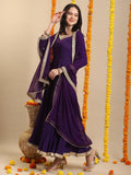 Gosriki Women'S Rayon Blend Anarkali Solid Kurta With Pant & Dupatta (Shyam Begani-Vks03-Gs_M_Begani_Medium),Begani,,B0DK9NMWHQ