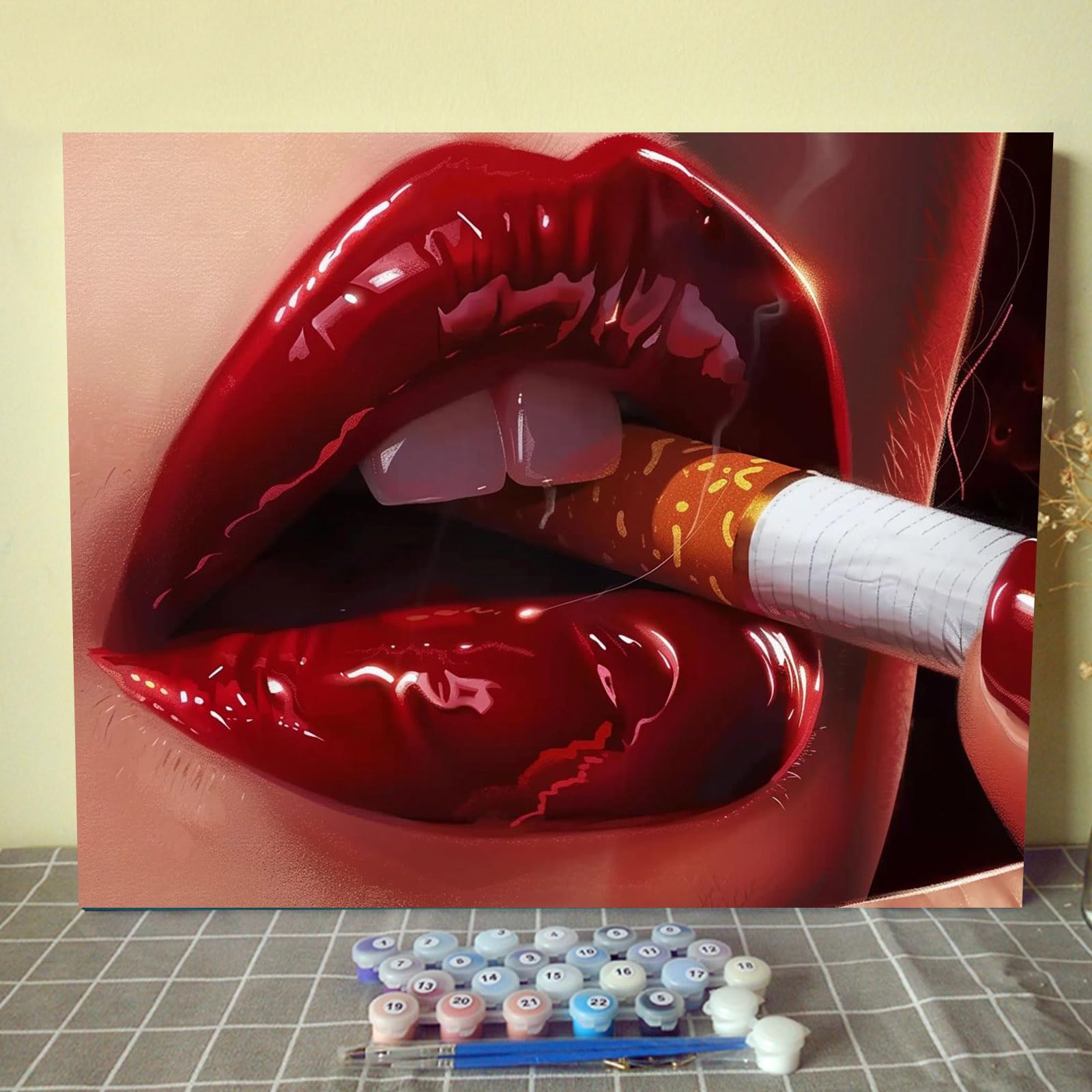 Tucocoo DIY Painting by Numbers Kits for Adults - Abstract Lip Landscape - Oil Painting Digital on Canvas Wall Art Decoration Gi