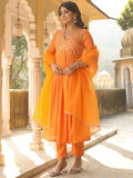 Anni Designer Women'S Rayon Blend Anarkali Embroidered Kurta With Pant & Dupatta (Kanakam Orange-Vks01_5Xl_Orange_Xxxxx-Large),Orange,5XL,Rayon Blend,Classic,