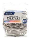BAZIC Jumbo Paper Clip, 50 mm, Silver, 100 Per Pack 1 Pack