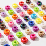 ANCADN 60pcs Large Hole European Beads Fairy Wand Garden Bead Round Iridescent Acrylic Beads for Jewelry Making Bracelet Necklac