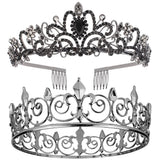 AOPRIE King & Queen Tear Drop Tiara and Crown for Women Men Crystal Hair Accessories for Wedding Prom Bridal Birthday Party Hall