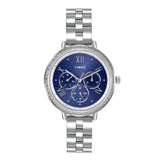 Timex Analog Watch For Women With Blue Round Dial & Silver Stainless Steel Bracelet Band Water Resistant Women'S Wrist Watches -
