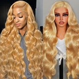 Shciyair 32 Inch Honey Blonde 13x4 Body Wave HD Lace Front Wigs Human Hair Pre Plucked 200 Density Honey Blonde Wig Human Hair 2