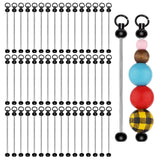 50pcs Blank Beadable Keychain Bars, Metal DIY Focal Bead Keychain Easy to Detachable Beaded Key Chain Making Accessories for Cra
