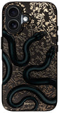 SCORPIFY for iPhone 16 Plus Case [Compatible with MagSafe] with Matte Black Double Snake Design, Cute Magnetic Phone Cover for W