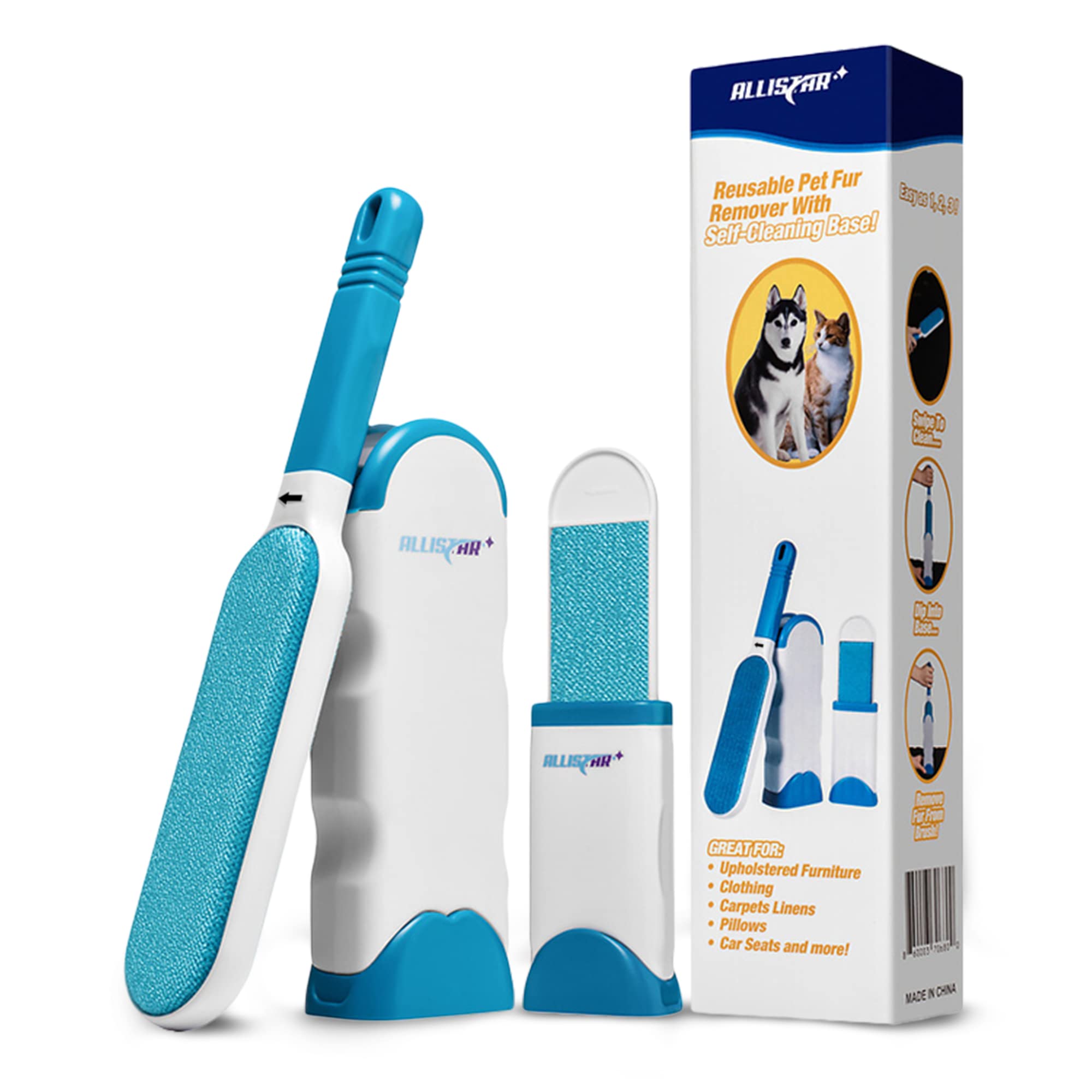 Lint Brush and Pet Hair Remover for Laundry, Clothes, Couches, Car Seats, Furniture and Fabric. Reusable Dog and Cat Fur Wizard 