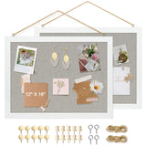 AMUSIGHT 2-Pack Double-Sided Cork Board with Linen, 16 x 12 Hanging Wood Framed Bulletin Board, Picture Display Vision Board Kit
