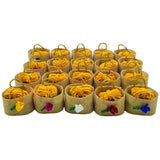 NAVIRA FABS Thamboolam Return Gift Set With Tilakam and Thali Thread (Pack of 20) Handmade Miniature Small Jute Bag Tamboola