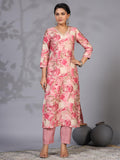 Anni Designer Women'S Rayon Blend Straight Printed Kurta With Pant (Nissu Pink-Nw_L_Pink_Large),Pink,L,,,