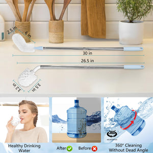 MBJRFU 2 Pack Stainless Steel Bucket Brush, Long Handle Cleaning Brush, Bendable and Replaceable Brush Head for 1 to 5 Gallon Bu