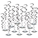 Beistle 24-Piece Flying Saucer Whirls Hanging Spirals, Extraterrestrial Spaceship Design, Space Alien Party Decorations for Birt