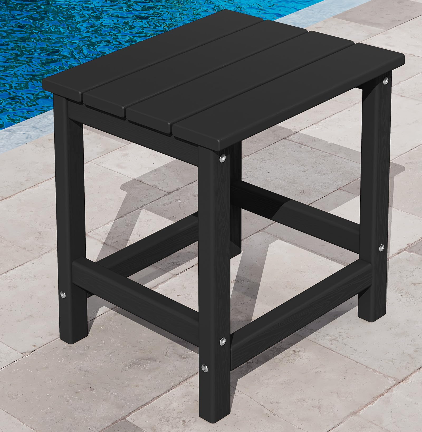 KINGYES Adirondack Side Table, Patio Outdoor Rectangular End Table, Black