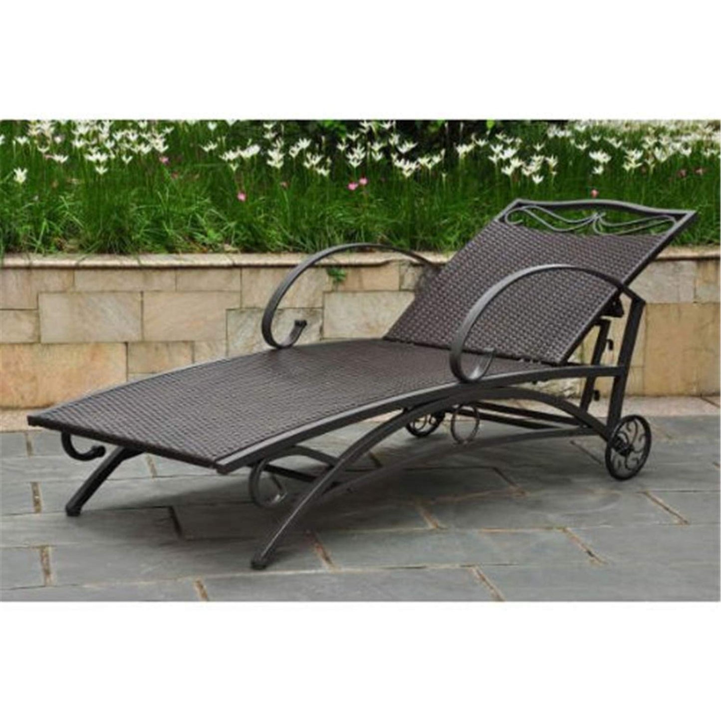 International Caravan Valencia Resin Wicker/Steel Multi Position Single Chaise Lounge