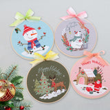 Merishopp Christmas Embroidery Starter Kit With Embroidery Hoop Beginners Stitch Santa Claus