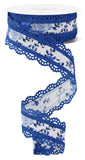 Mini Roses Wired Ribbon with Scalloped Lace Edges for Bows, Wreaths, Flower Arrangements, Crafts and Decorations (White, Multi B