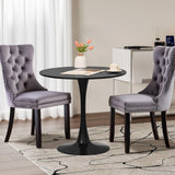 SoarTalent 3-Pieces 31.5 Round Dining Table Set for 2, Black Dining Table & 2 Velvet Upholstered Dining Chairs for Kitchen Dinin