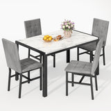 AWQM Products 5-Piece Marble Dining Set, Modern Kitchen Table and Chairs for Dining Room, Dinette, Compact Space Saving Furnitur