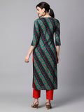 Gosriki Women'S Cotton Blend Straight Printed Kurta With Pant Set (Badiya Blue-Nw-Gs_Xl_Blue_X-Large),Blue,,B0CJJX4KZ6