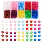 Cheriswelry 250Pcs 10mm Acrylic Bead Caps Flower Bead Caps Frosted Lily Floral Spacer Beads End Caps 10 Colors for Bracelet Earr