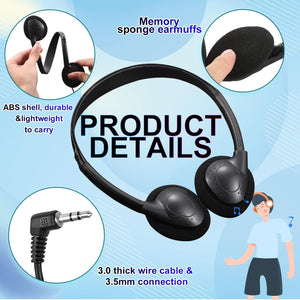 CN-Outlet 10 Packs School Headphones Bulk for Classroom Students Kids Children Toddler Boys Girls Teens and Adult (10 Black)