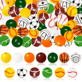 180Pcs Sports Wood Beads, White Green Yellow Round Loose Beads Basketball Baseball Soccer Wooden Bead Sports Ball Craft Wooden B