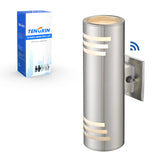 TENGXIN Dusk to Dawn Outdoor Wall Lights,Exterior Wall Light Fixture with Stainless Steel Cylinder,Sensor Lights for Outside,Wat