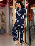 Libas Womens Printed Viscose Co-Ord Set For Women Blue S