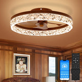VOLISUN Farmhouse Ceiling Fans with Lights and Remote, 19.7in Low Profile Ceiling Fan Flush Mount, 3000K-6500K Dimmable Bladeles