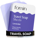 FOMIN - Antibacterial Paper Soap Sheets Tin for Traveling - (100 Sheets) Lavender Portable Travel Hand Soap Sheets, Dissolvable 