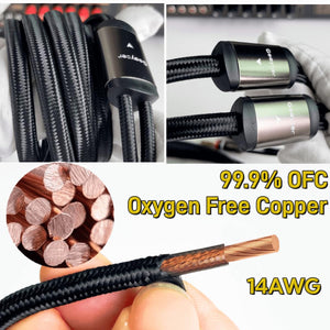 Goaycer 10Feet Speaker Cable with Banana Plugs,14 Gauge Oxygen-Free-Copper (OFC) Speaker Wire(10FT/One Cable)