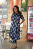 Gosriki Women'S Rayon Viscose A-Line Printed Kurta With Pant (Kopek Blue-Gs_M_Blue_Medium),Blue,,B0DZ2W6ZNL