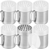 CUSINIUM 6oz Metal Parmesan Cheese Shakers with Large Holes - With Handle - Chili Flakes Dispensers - Pizza Shakers - Pack of 6 