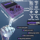 FINGEREVO Miyoo Mini Plus OnionOS Handheld Game Console 3.5-inch 640*480 Screen 3000mAh Miyoo-mini+ with Portable Case Transparent Purple