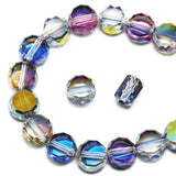 DIQIO 8mm Sparkle Flat Coin Round Crystal Beads (78-82pcs, Magenta Green)