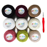 golo Crochet Thread Size 10 Embroidery Thread 10g X 9 Crochet Yarn for Hand Knitting 10-9-11