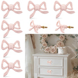 MorningRo 6 Pcs Pink Bow Knobs for Dresser,Pink Bow Drawer Knobs, Coquette Dresser Handles, Decorative Handles for Home Bedroom 