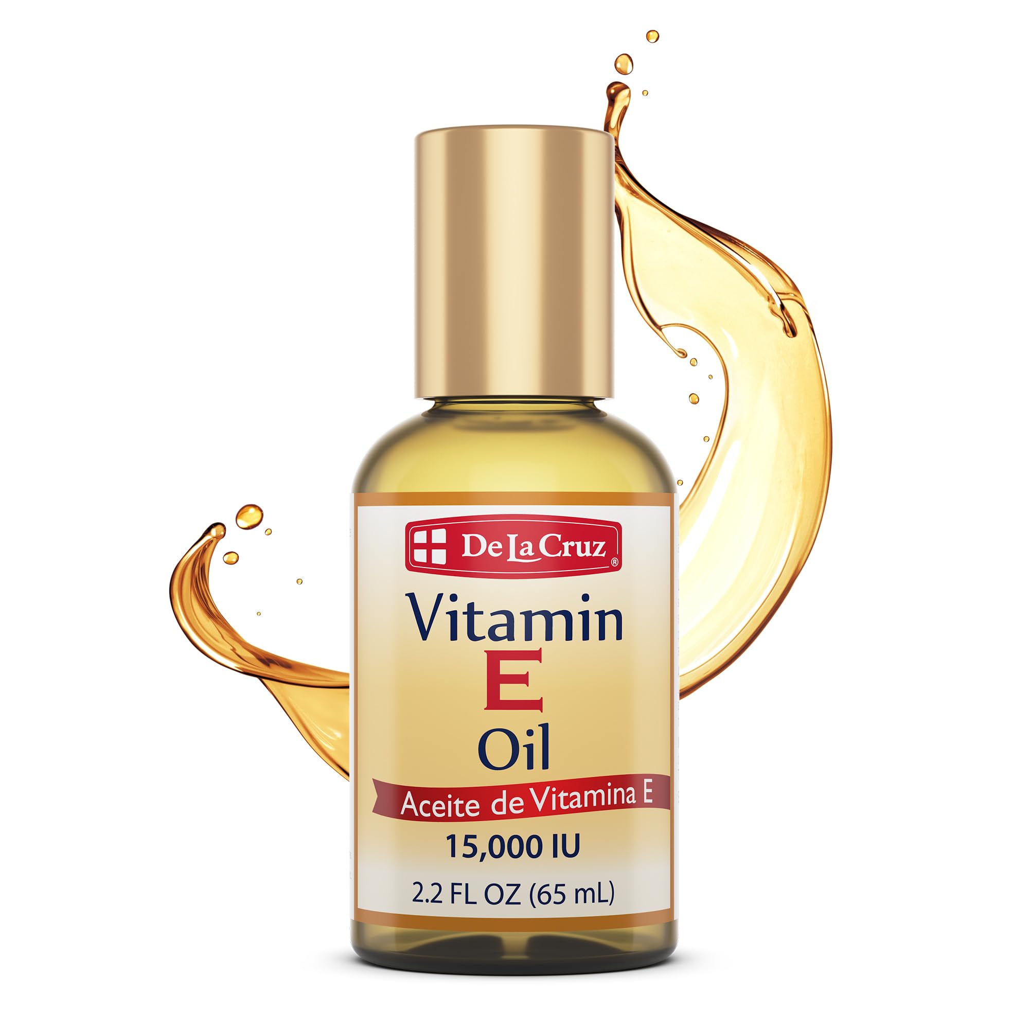 De La Cruz Vitamin E Oil for Skin, Face and Body 15,000 IU - No Preservatives, Artificial Colors or Fragrances, Made in USA 2.2