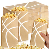 Fullhawl 100 Pcs Basketball Popcorn Bags Large Brown Kraft Papers Disposable Basketball Theme Candy Treat Bags for Sports Party 