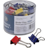Business Source 65361 Binder Clips Small 3/4Inch W 3/8Inch Capacity 36/PK Assorted