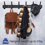 Anjuer Coat Hanger Clothes Rack 6 Hooks Heavy Duty Clothes Hat Holder Aluminum Alloy Black