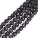 GEM-Inside 10mm Black Lava Gemstone Loose Beads Well Polished Crystal Energy Stone Power for Jewelry Making 15 Inches