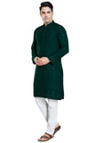 Divisive Men'S Sequince Embroidered Cotton Blend Only Slim Fit Kurta (Dkrt18_Xl_Bottle Green)