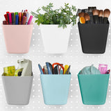 G.CORE Large Pegboard Cups Peg Board Storage Bin 6 Pack with Hooks, Square Box Shape Pegboard Cup Holder Accessories for Garage 